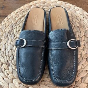 Coach Navy Leather Women's Slip-On Loafers